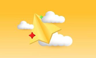 illustration realistic unique icon paper plane mail cloud for send new message 3d creative isolated on background vector