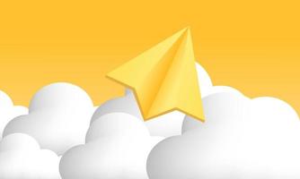 illustration realistic icon paper plane mail cloud for send new message 3d creative isolated on background vector