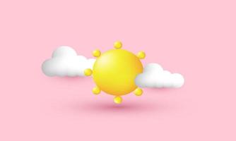 illustration realistic vector icon concept sun and cloud 3d creative isolated on background