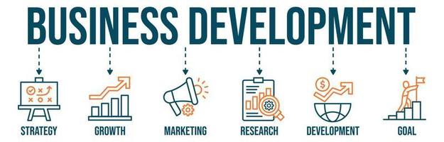 Business Development banner web icon vector illustration for Business, strategy, growth, marketing, Development, research and goal