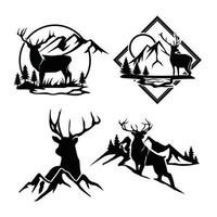 Deer mountain logo silhouette. Deer hunting logo. Hunting season, hunting shirt design vector