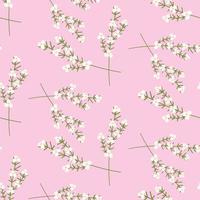 Endless pattern of blooming flower branch in trendy soft shades. Vector Repeat texture. Hello spring