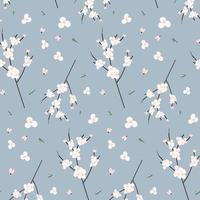 Seamless colorful pattern of abstract blossoming branch of cherry tree. Hello spring. Repeat texture vector