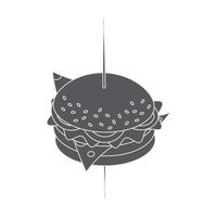 Grayscale image of a hamburger on a skewer. Happy hamburger day. Fast Food. World food day. Sticker vector