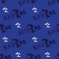 surfer and coconut tree seamless pattern with dark blue grunge background 01 vector