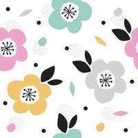 blossom flowers seamless pattern with white background vector