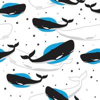 whale sperm seamless pattern with silhouette background vector