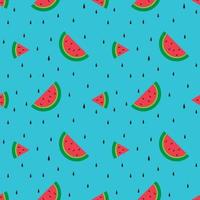 seamless pattern watermelon fruit with light blue background vector