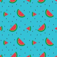 seamless pattern watermelon fruit with light blue background vector