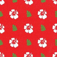 hibiscus and leaf seamless pattern with red grunge background vector