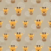 seamless pattern cute giraffe head with light brown background vector