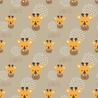 seamless pattern cute giraffe head with light brown background vector