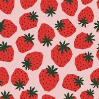 seamless pattern strawberry fruit with light pink background vector