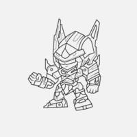 Coloring Page Outline Of Gundam cartoon robot for children Friendly mechanism. Children's toy robot. Single line draw design vector graphic illustration