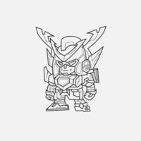 Coloring Page Outline Of Gundam cartoon robot for children Friendly mechanism. Children's toy robot. Single line draw design vector graphic illustration