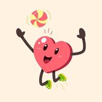 Cartoon heart character playing with ball vector