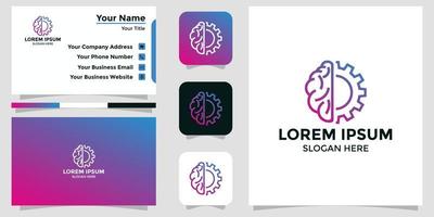 technology brain logo design and branding card vector