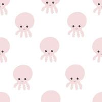 Seamless pattern with cartoon octopuses. Colorful vector for kids, flat style. Hand drawing, animals. sea life. Baby design for fabric, textile, print, wrapper