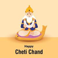 Happy Cheti Chand Jayanti Jhulelal Jayanti Lord Cheti Chand Vector Illustration