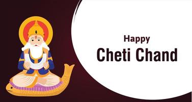 Happy Cheti Chand Jayanti Jhulelal Jayanti Lord Cheti Chand Vector Illustration