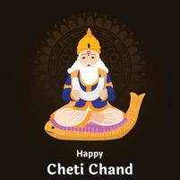 Happy Cheti Chand Jayanti Jhulelal Jayanti Lord Cheti Chand Vector Illustration