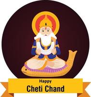 Happy Cheti Chand Jayanti Jhulelal Jayanti Lord Cheti Chand Vector Illustration