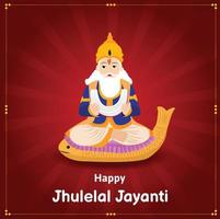 Happy Cheti Chand Jayanti Jhulelal Jayanti Lord Cheti Chand Vector Illustration