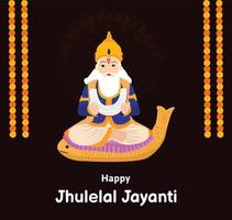 Happy Cheti Chand Jayanti Jhulelal Jayanti Lord Cheti Chand Vector Illustration