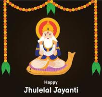 Happy Cheti Chand Jayanti Jhulelal Jayanti Lord Cheti Chand Vector Illustration