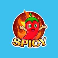 Hot chili mascot vector graphics. Kind of spicy logo for food business.