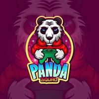 Panda game mascot with gamepad. vector