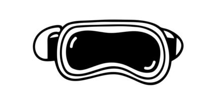 VR headset, virtual reality glasses. Simple vector icon isolated on white. Modern technology, gadget for entertainment and games. Black outline, doodle, line art. Clipart for logo, apps, prints, web