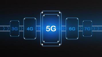 5G network technology background concept. 5G wireless Wi-fi connection internet, data, circle line, lights, technology Abstract, vector. 5G for web banner, web site, communication, transformation. vector