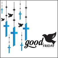 Hanging crosses background for good friday and dove. vector
