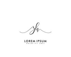Initial letter ZH Feminine logo beauty monogram and elegant logo design, handwriting logo of initial signature, wedding, fashion, floral and botanical with creative template vector