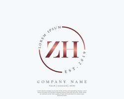 Initial letter ZH Feminine logo beauty monogram and elegant logo design, handwriting logo of initial signature, wedding, fashion, floral and botanical with creative template vector