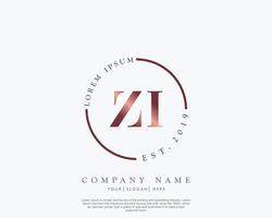 Initial letter ZI Feminine logo beauty monogram and elegant logo design, handwriting logo of initial signature, wedding, fashion, floral and botanical with creative template vector