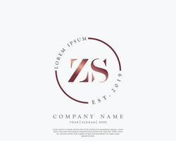 Initial letter ZS Feminine logo beauty monogram and elegant logo design, handwriting logo of initial signature, wedding, fashion, floral and botanical with creative template vector