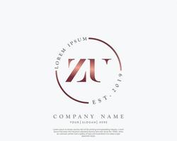 Initial letter ZU Feminine logo beauty monogram and elegant logo design, handwriting logo of initial signature, wedding, fashion, floral and botanical with creative template vector