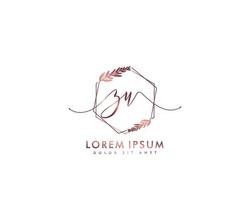 Initial letter ZU Feminine logo beauty monogram and elegant logo design, handwriting logo of initial signature, wedding, fashion, floral and botanical with creative template vector