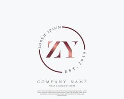 Initial letter ZY Feminine logo beauty monogram and elegant logo design, handwriting logo of initial signature, wedding, fashion, floral and botanical with creative template vector