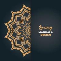 Luxury mandala design and islamic background in golden color vector