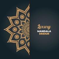 Luxury mandala design and islamic background in golden color vector