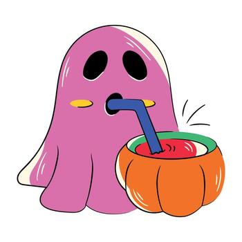 Trendy Ghost Drinking vector