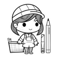 cute cartoon Architect svg vector