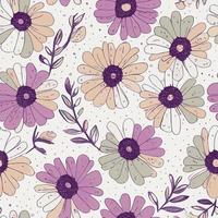 Seamless pattern with hand drawn flowers. Floral background. vector