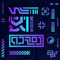 Cyberpunk design with dark background. Abstract technology vector illustration.