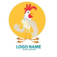 The logo design that features a rooster as the main element. The rooster was drawn in a realistic or stylish way, with a standing pose and flapping wings vector