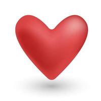 Red heart. Realistic 3d design icon heart symbol love. Vector illustration.