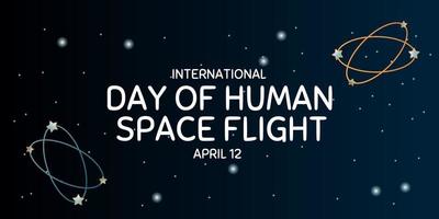 WeInternational day human space flight. 12 April Cosmonautics Day banner with rocket. Horizontal web banner. vector